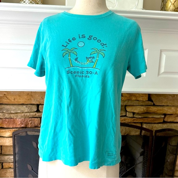 Life is Good 30-A turquoise tee size small - Picture 1 of 8